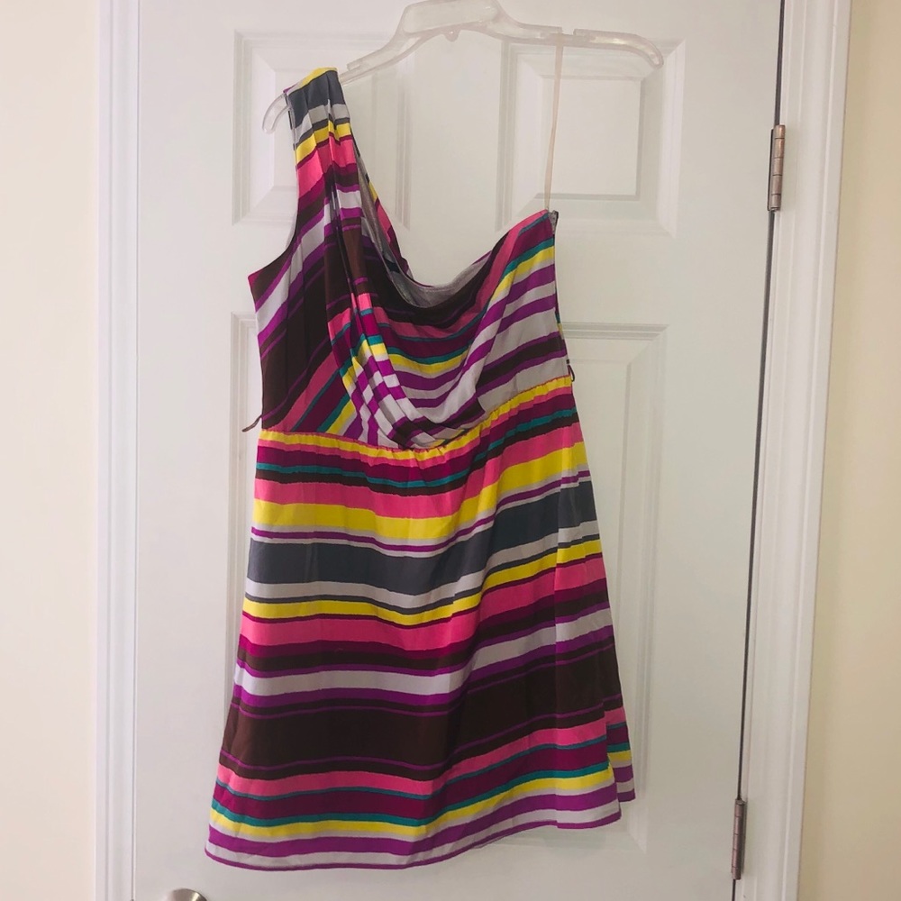 Striped multi color one shoulder dress